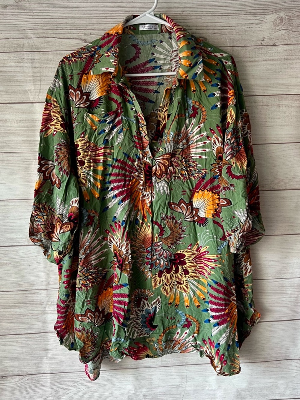 Boho V-Neck Swim Cover-Up - Green Multi